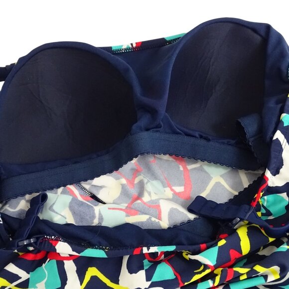 Catalina Swim Tankini Top Women Plus Size 2X 18W 20W Blue Multicolor Geometric - Picture 5 of 10